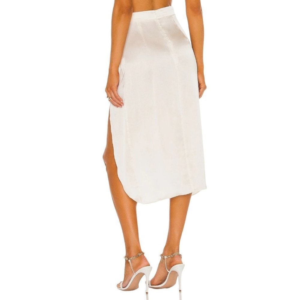Amanda Uprichard Fabi Midi Satin Skirt in Cream XSmall - Picture 3 of 9